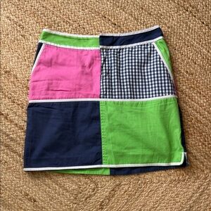 Lilly Pulitzer Pink and Green Patchwork Mini Skirt